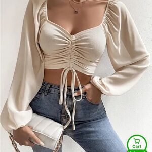 Cream Ruched Women's Top